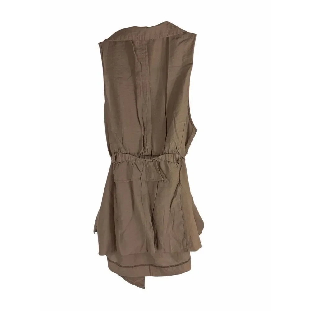 Boutique tan wrap blouse - size m